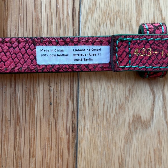 Leibeskind Berlin Pink/Green Snakeskin Leather Belt - Picture 3 of 5